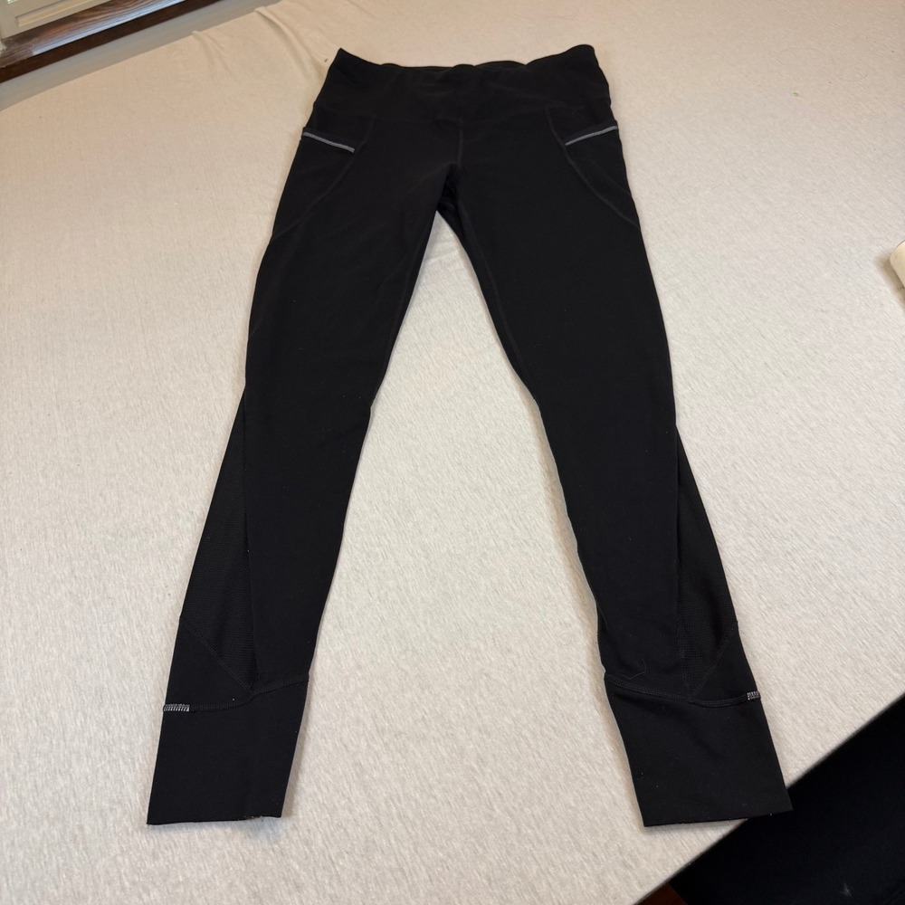 Athleta Medium tall Black Mesh Inset Leggings Activewear‎ Workout Pants Womens